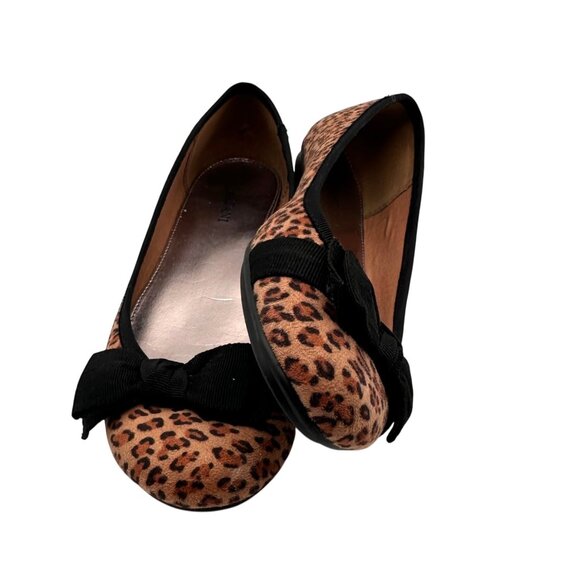 Alfani Size 7.5 Leopard Print Ballet Flats Bow Womens Cushioned Insole Black - Picture 4 of 12